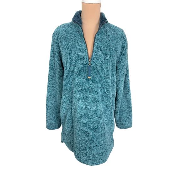 Soft Surroundings Teal Sherpa Fleece Pullover Half Zip Teddy Jacket Women’s s - Picture 1 of 3